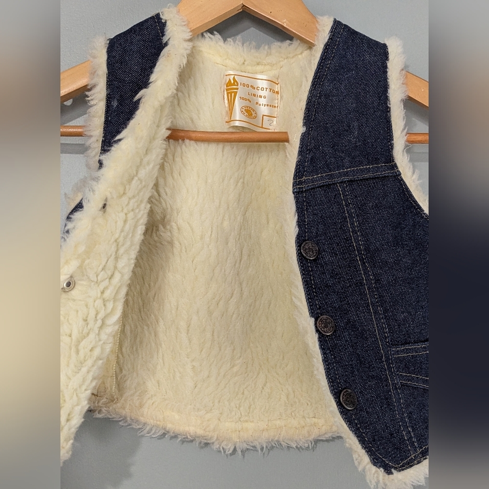 Kids Denim Vest with Faux Fur Sherpa‎ Lining 2T - Picture 6 of 10